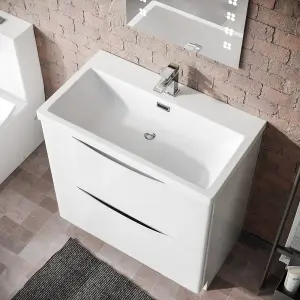 Nes Home Lyndon Modern 800mm White Basin Sink Flat Pack Vanity