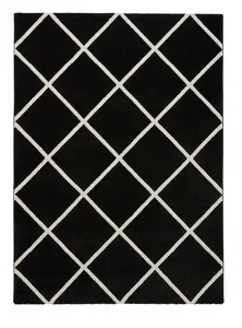 Black White Modern Geometric Easy To Clean Rug For Dining Room-120cm X 170cm