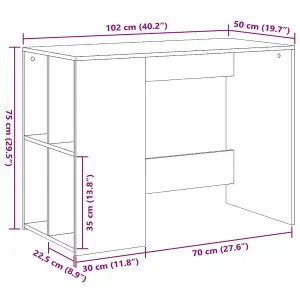 Berkfield Desk Brown Oak 102x50x75 cm Engineered Wood