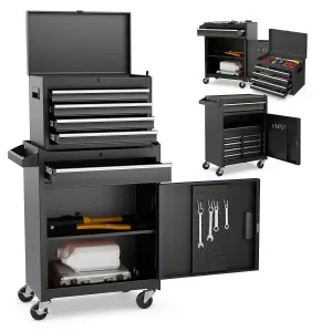 Costway 5-Drawer Rolling Tool Chest High Capacity Tool Storage Cabinet w/ Lockable Wheel