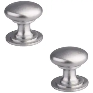 2 PACK - Victorian Tiered Door Knob - 42mm Satin Chrome Cabinet Pull Handle Round Rose