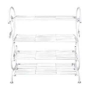 4 Tier White Shoe Rack Metal Shoe Shelves for Hallway Living Room Closet 700mm(H)