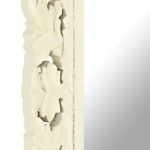 Berkfield Hand Carved Mirror White 110x50 cm Solid Mango Wood