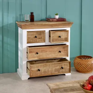 Breo Solid Mango Wood White Chest Of 4 Drawers