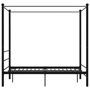 Berkfield Canopy Bed Frame Black Metal 140x200 cm