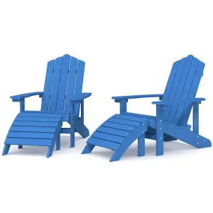 Berkfield Garden Adirondack Chairs 2 pcs with Footstools HDPE Aqua Blue