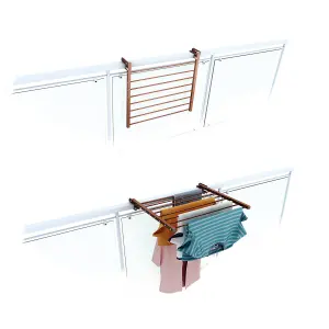 Duo 62, Folding clotheshorse for balustrades, exteriors and balconies, Width 62 cm Corten