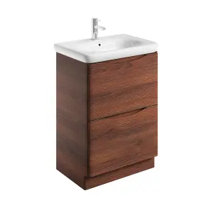 Eden 600mm Floorstanding Vanity Unit in Redwood & Link Resin Basin