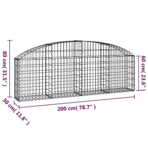 Berkfield Arched Gabion Basket 200x30x60/80 cm Galvanised Iron