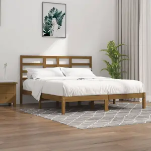 Berkfield Bed Frame Honey Brown Solid Wood 200x200 cm