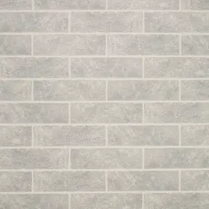 Contour Grey Brick effect Blown Wallpaper Sample