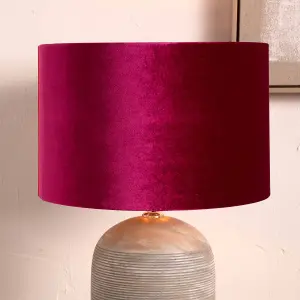 30cm Fucshia Pink Velvet Cylinder Lampshade For Table Lamps