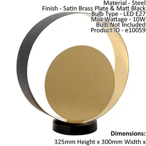 Table Lamp Satin Brass Plate & Matt Black 10W LED E27 Complete Lamp