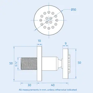 Flora Round 3 Way Concealed Thermostatic Shower Mixer Valve, Shower Head, Slider Rail kit, Body Jets Set Chrome