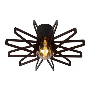 Lucide Zidane Modern Flush Ceiling Light 45cm - 1xE27 - Black & Brown