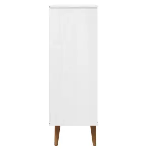 Shoe Cabinet MOLDE White 59,5x35x103 cm Solid Wood Pine