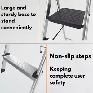 Lightweight Step Ladders 6 Step 187cm Max Load 150 kg - Compact Aluminium Portable Stepladder - Heavy Duty Tall Folding Ladder