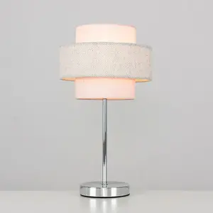 Bogaerts Metal Table Lamp Dusky Pink/Herringbone / Included