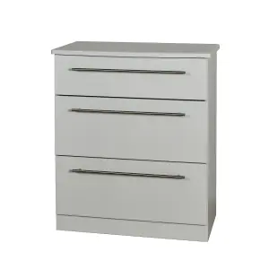 Ready assembled Matt grey 3 Drawer Chest of drawers (H)885mm (W)765mm (D)415mm