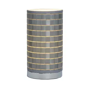 Inlight Hektor Woven Cylinder Polished silver effect Table lamp