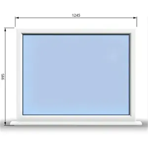 1245mm (W) x 995mm (H) PVCu StormProof Window - 1 Non Opening Window - Toughened Safety Glass - White