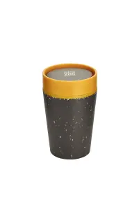 Circular Coffee Cup 8oz Black & Electric Mustard