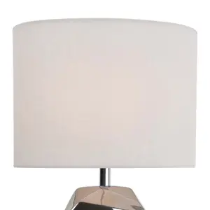 First Choice Lighting Sculptured Metallic Ceramic 38cm Table Lamp with White Fabric Shade