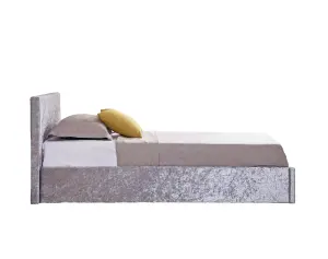 Birlea Berlin Single Ottoman Bed Steel Crushed Velvet