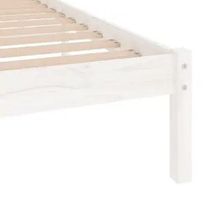 Berkfield Bed Frame White Solid Wood 75x190 cm Small Single