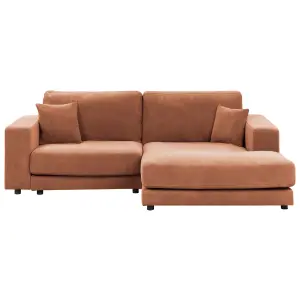 Corner Sofa LOFOTEN Light Red Fabric 3 Seater Left Hand