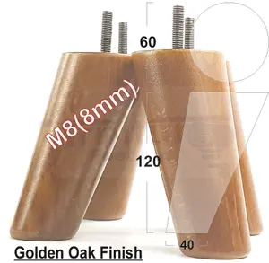 Wood Furniture Feet 120mm High Golden Oak Replacement Furniture Legs Set Of 4 Sofa Chair Stool M8