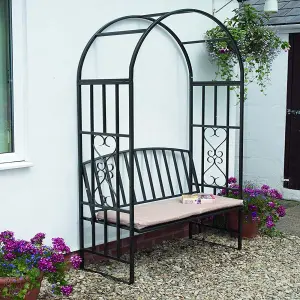 Garden Metal Black Rose Arch Trellis Climbing Plant With Bench Pergola Arbour