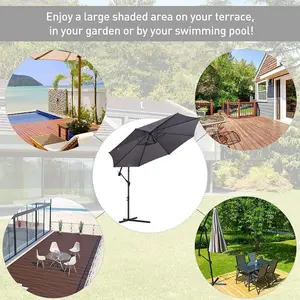 Oakland 300cm Cantilever Parasol Grey