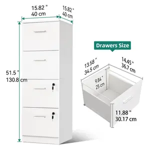 40cm Wide 4 -Drawer File Cabinet White