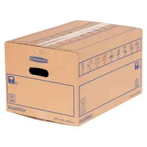 8 BANKERS BOX Cardboard Moving Boxes 39L Heavy Duty Double Wall Boxes 47 x 32 x 26cm Pack of 8