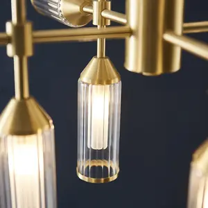 Luminosa Trieste 12 Light Ceiling Pendant Satin Brass Plate With Clear & Frosted Glass