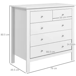 HOMCOM Modern Chest Of Drawers, 5 Drawer Unit Storage Chest for Bedroom