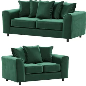 Brooklyn Plush Velvet Fabric Sofa Set 3 and 2 Seater sofa Foam Green