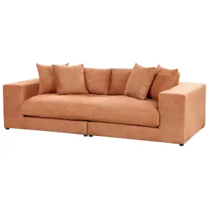 Beliani Modern 3 Seater Sofa Orange GLORVIKA