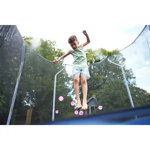 Plum Play 12ft Wave Springsafe Trampoline (Blue) - Free Attachable Mist Feature