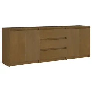 Berkfield Side Cabinet Honey Brown 180x36x65 cm Solid Pinewood