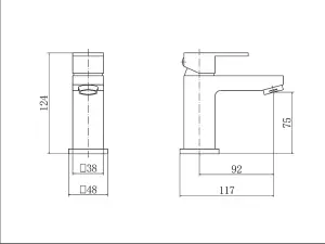 BATHWEST Monoblock Bathroom Sink Taps Chrome Brass Basin Mixer Taps Single Lever Square Faucet