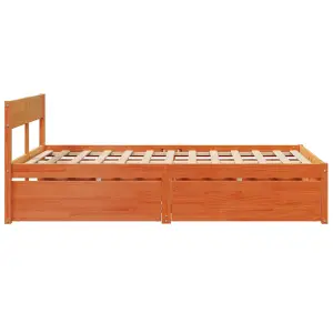 Berkfield Bed Frame without Mattress Wax Brown 120x190 cm Small Double Solid Wood Pine