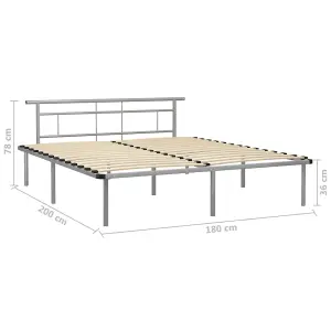 Berkfield Bed Frame Grey Metal 180x200 cm 6FT Super King