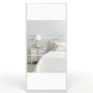 Shush Doors Mirrored White Satin Sliding Wardrobe Door 950mm x 2000mm