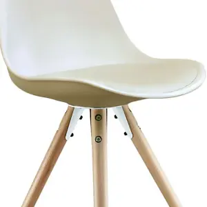 Soho Vanilla Plastic Dining Chair with Pyramid Light Wood Legs