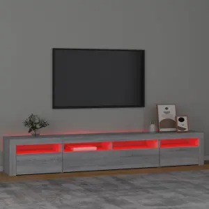 Berkfield TV Cabinet with LED Lights Grey Sonoma 240x35x40 cm