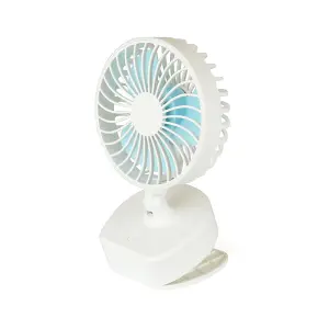 StayCool Mini 4" Portable USB Rechargeable Clip Desk Fan - White