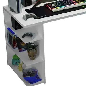 Asna Gaming Computer Desk With 5 Shelves, 60 D X 136W X 75H Cm Brayden Studio Colour: White