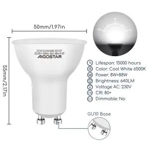 Aigostar GU10 LED Bulbs Warm White 6400K Cool White 5PACK BOX